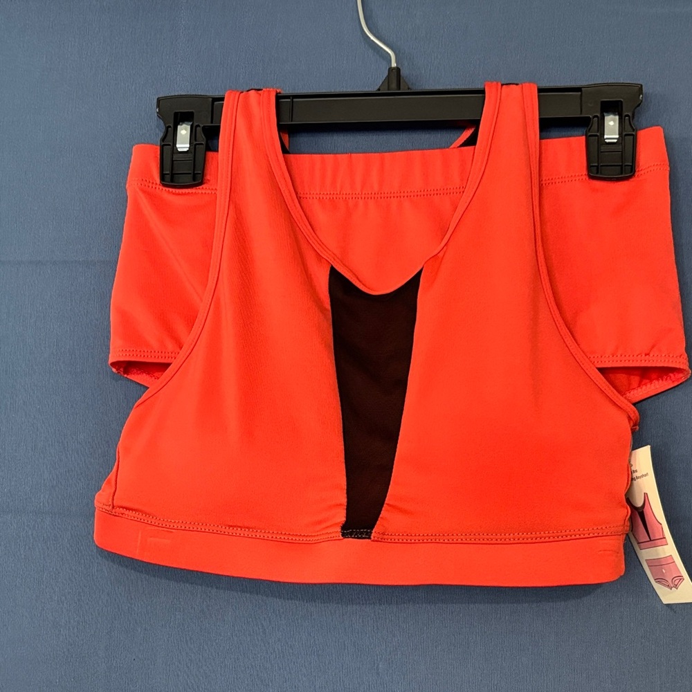 Zone Pro Coral Red Bikini Top with Black Center Panel